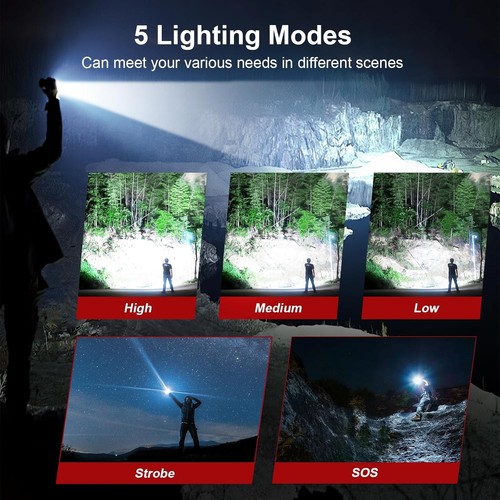 Wiederaufladbare 2000 Lumen Taktische Taschenlampe - 5000 Fuß Strahl & 12 Stunden Laufzeit - Bild 8 von 11