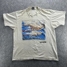 Vintage United States Swimming Shirt Mens XL White Swimmer Graphic Tee 90s USA