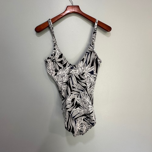 Miraclesuit Seraphina Damen-Badeanzug Einteiler Größe 10 schwarz weiß Blätter schlankmachend - Bild 5 von 8