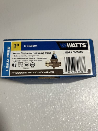 Watts 1" NPT Adjustable Water Pressure Reducing Valve/Union ~ LFN45BUM1 - Picture 1 of 7