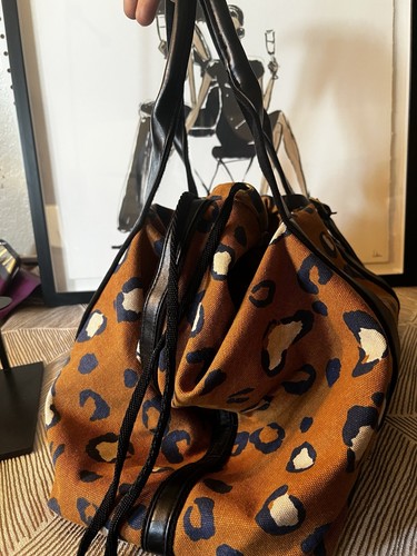 3.1 Phillip Lim Bag Canvas Leopard Print Drawstring Carryall Bag Large Target - Picture 3 of 6