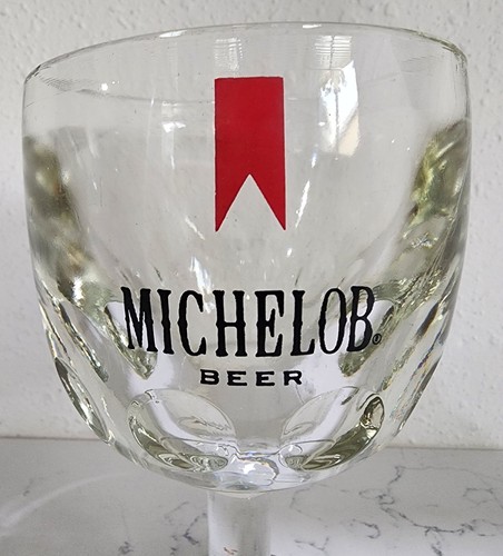 Vintage Michelob Beer Thumbprint 16oz Stemmed Beer Clear Thick Glass/Goblet - Picture 3 of 5