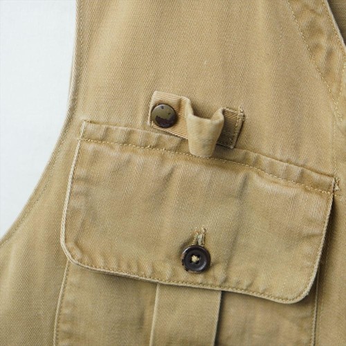 30s 40s Vintage Beige Twill Cotton Fishing Vest Workwear Outdoor Utility Used - Picture 5 of 10