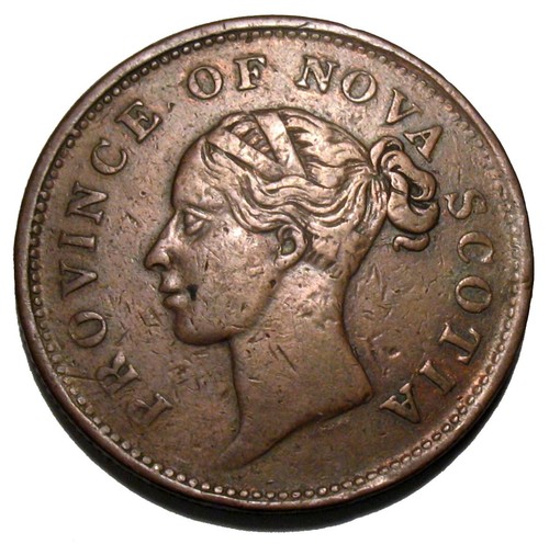 Old Highgrade 1843 Nova Scotia Canada One Penny Token - Picture 2 of 2