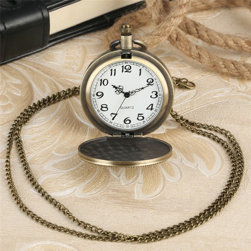 Steampunk Men Women Pocket Watch Necklace Chain Quartz Bronze Vintage Watches - Picture 11 of 63