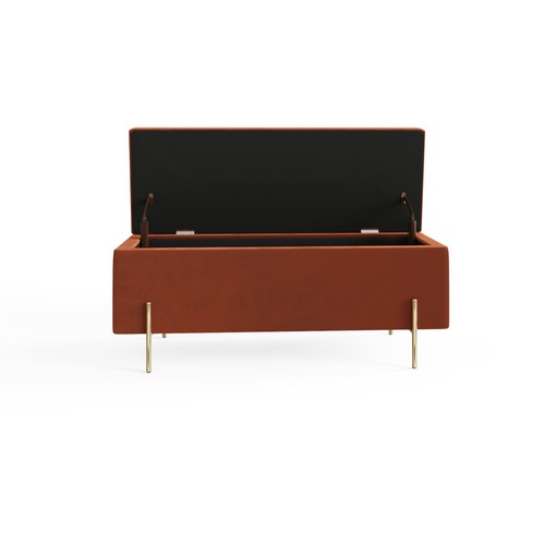 Mystica Upholstered Ottoman Box Storage Bench Fabric Blanket Box Stool Russet - Picture 7 of 8