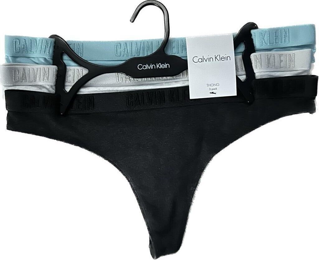 CALVIN KLEIN Women`s 3 Pack Cotton Thong Underwear Panty Perfect Gift Size M