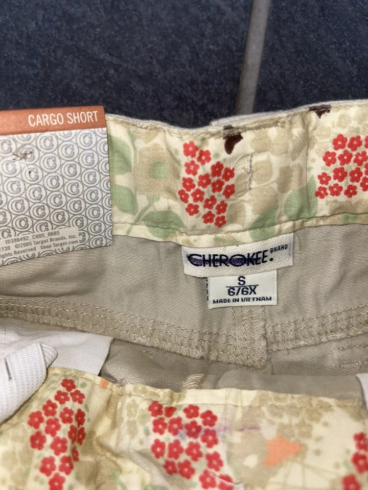 Pantalones Cortos Cherokee Cremosos Carga Niños Talla Pequeña Nuevos con Cintura Ajustable Foto 3 de 4