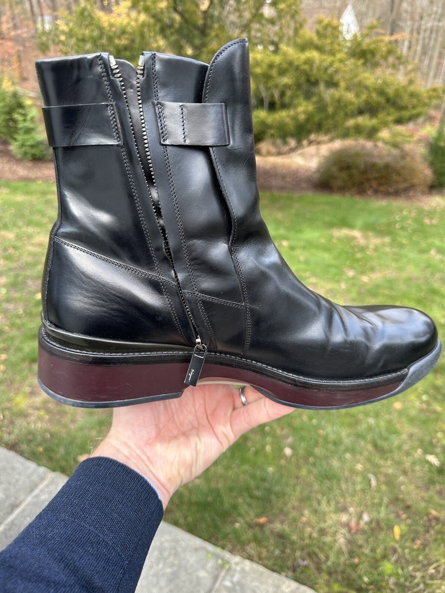 Salvatore Ferragamo Sherwood Men's Black Leather Boots Size Salvatore Ferragamo Sherwood Men's Black Leather Boots Size