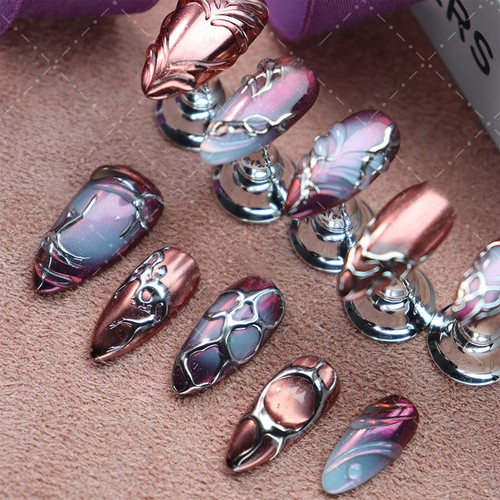 Handmade False Nail Gradient Cat Eye Almond Press on Nails for Nail Art 10PCS - Bild 6 von 32