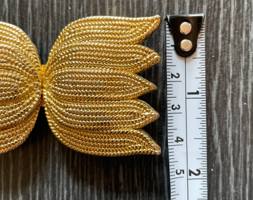 VINTAGE Motion East Signed Textured Gold Tone Detailed Lotus Belt Buckle - Picture 6 of 6