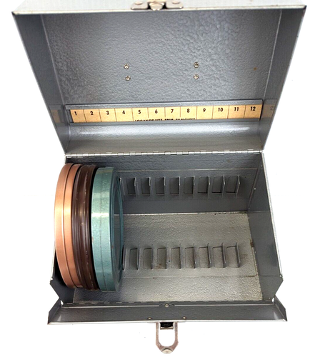 Vintage Logan Deluxe 8mm Film Chest 12-5" Reel Capacity Latch Handle 5.5x5.5x8.5 - Picture 4 of 13