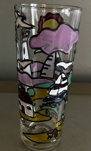 Myrtle Beach Souvenir Stained Glass Style Jigger: Pretty Lighthouse, Beach Motif - Picture 2 of 4