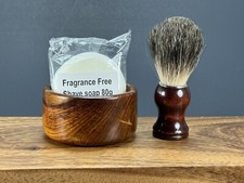 Badger Hair Shaving Brush Wood Mug Bowl Handmade Soap Barber Set Man Gift Holida