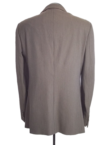 ( Giorgio Armani Black Label Taupe Striped 2Button Wool Blend Jacket Coat 40R - Picture 6 of 9