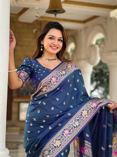 Party Wear Saree Blouse Bollywood Bridal Silk Bollywood Sari Indian Wedding New - Picture 27 of 98