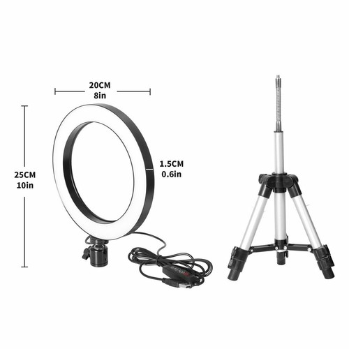LED Ring Light Studio Photo Video Dimmable Lamp Tripod Selfie Camera Phone 6/8'' - Picture 12 of 14