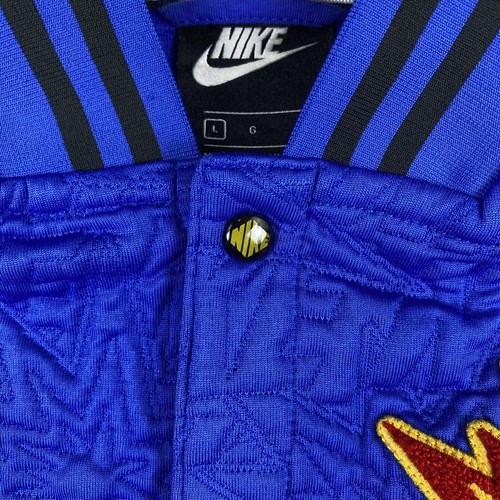Nike Jacket Boys Large Blue DNA Bomber Embroidery Spellout Button Snap Retro - Picture 3 of 15