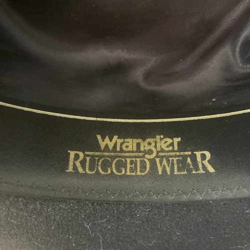 Wrangler Rio Cowboy Hat Black Wool Size 7 3/8 Rugged Wear. - Picture 6 of 9