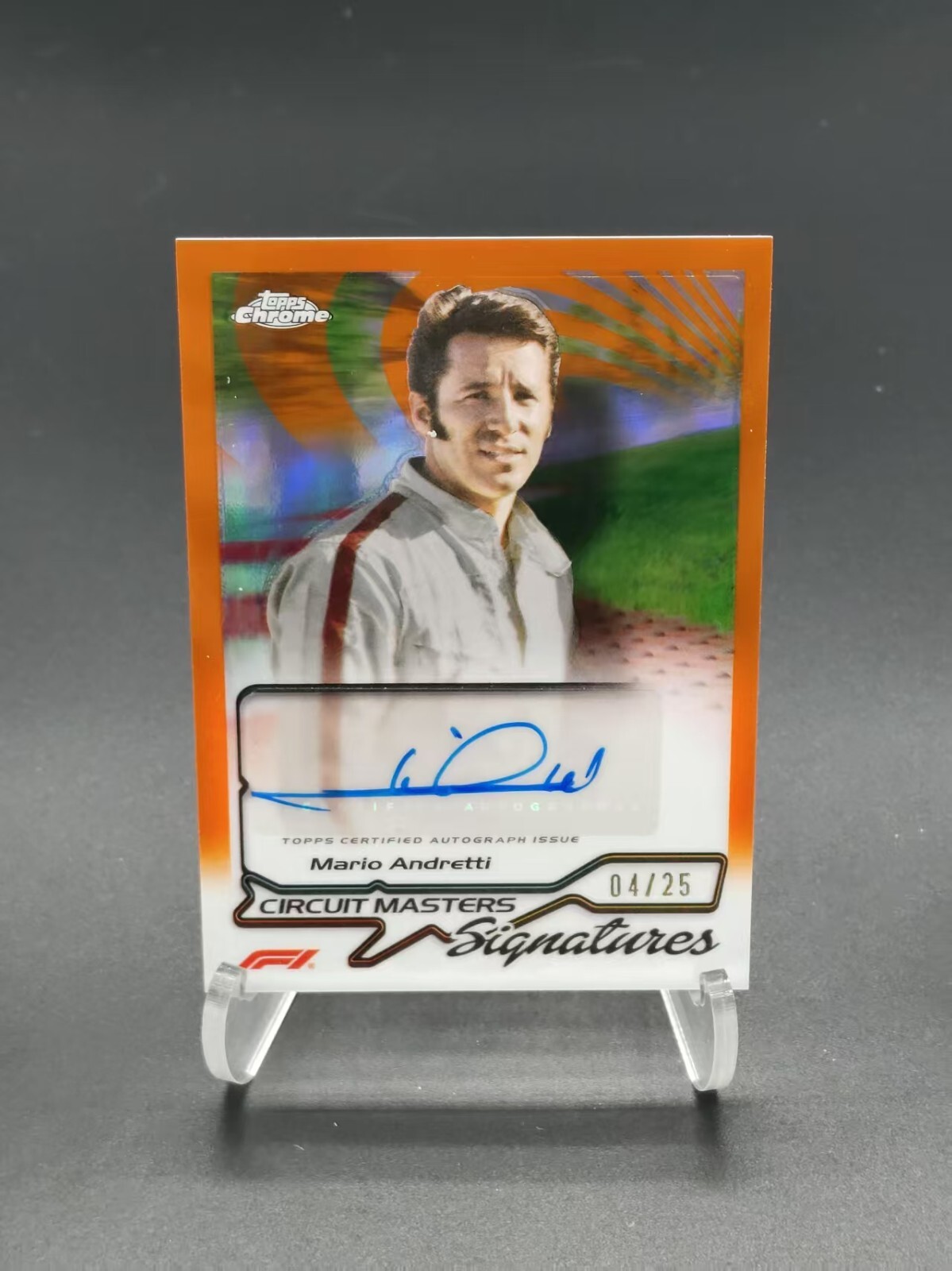 2024 Topps Chrome Formula 1 F1 Mario Andretti Orange Circuit Masters Auto /25 GZ