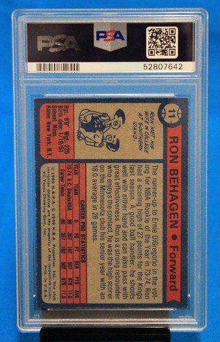 1974 TOPPS BASKETBALL # 11 Ron Behagen PSA 8 NM-MT # 52807642 KANSAS CITY KINGS - Picture 2 of 2