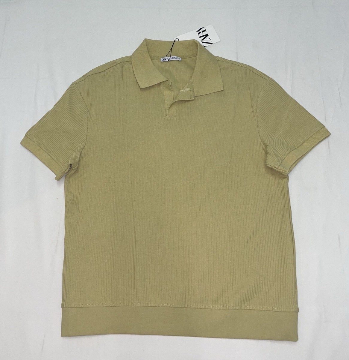 Zara Regular Fit RIB STRUCTURED POLO SHIRT Size Medium | eBay