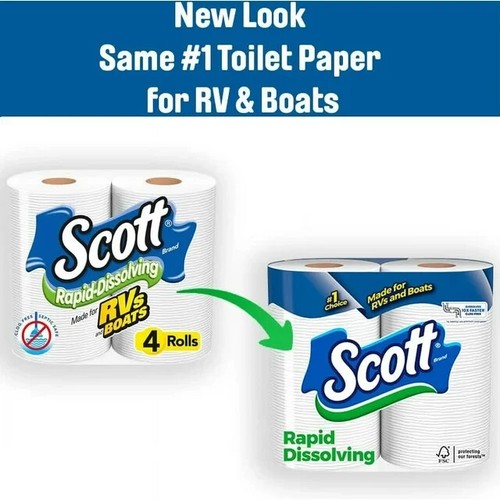 48 Rolls Scott Rapid-Dissolving Toilet Paper for RVs, Boats, Buses, Campers New - Picture 11 of 23