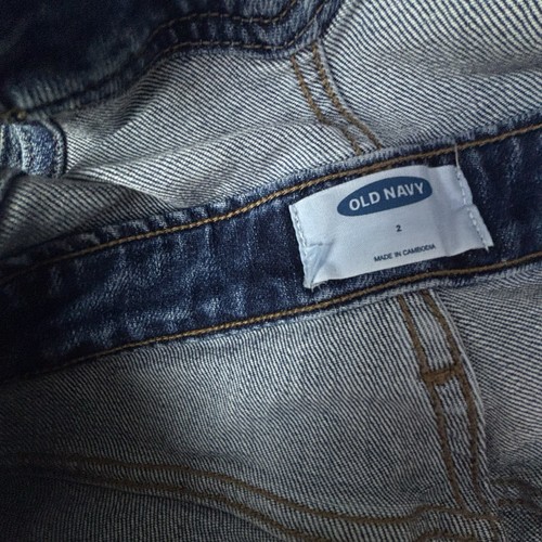 Old Navy Women Jeans 2 Blue Denim Overalls Skinny Pocket 27 in Inseam READ - Picture 3 of 13