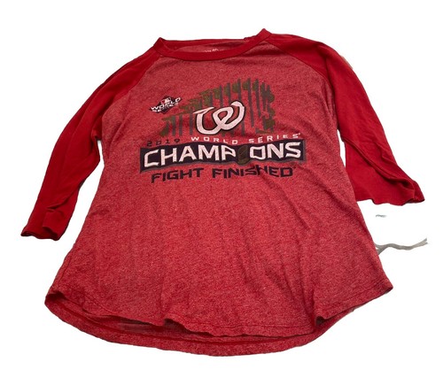 Majestic Washington Nationals Womens 3/4 Sleeve Shirt Sz L Large 2019 World Seri - Picture 5 of 6