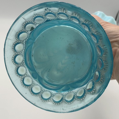 Antique Northwood Swung Glass Vase Turquoise Opalescent Jewels Drapery c.1906 - Picture 9 of 16