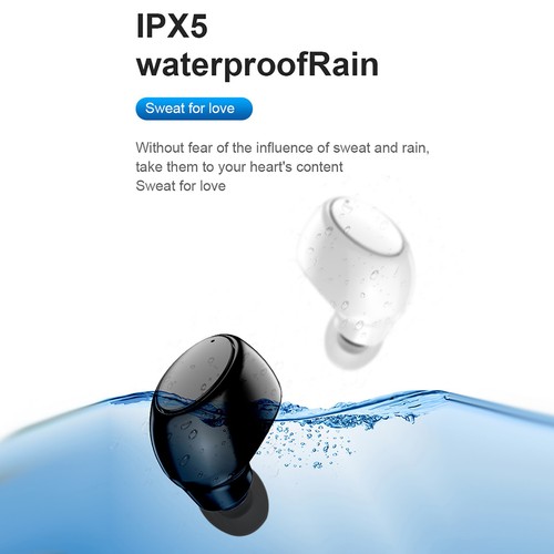 Wireless BT Earphones Stereo In-Ear Mini Sports Workout Earbuds With Microphone - Picture 27 of 30