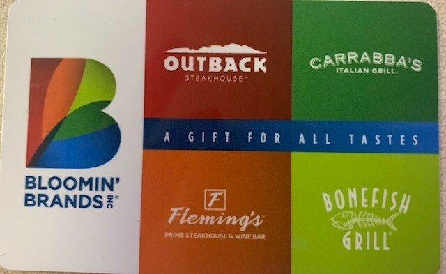 Bonefish Grill Gift Card Outback Steakhouse Carrabba's