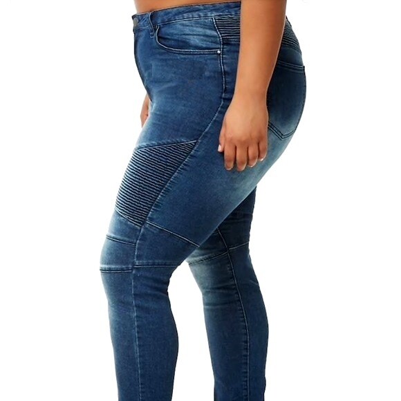 Jack david Women's Plus Size Moto Biker Stretch Skinny Denim Jeans Pants Y1648 