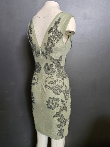 đŸ’¥STUNNING MANDALAY Y2K Evening COCKTAIL DRESS Embellished Beaded Jade/green 6 - Picture 7 of 16