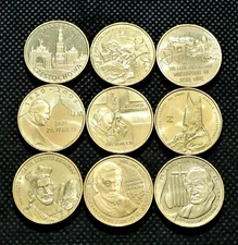 LOT OF NINE COMMEMORATIVE COINS OF POLAND - POPE JOHN PAUL II JASNA GORA (UNC)