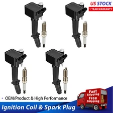 For Chevrolet Buick GMC UF802 Set of 4 Ignition Coil Pack and Iridium Spark Plug