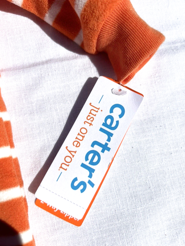 NWT Carters Orange Striped Halloween Sleeper Pumpkin Baby Infant Newborn 0m - Picture 6 of 7