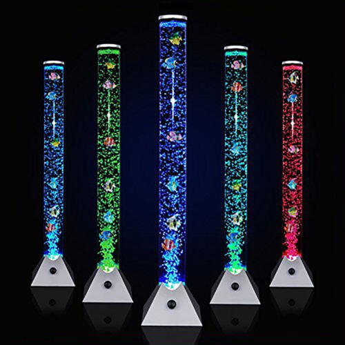 LED Water Bubble Fish Tube Floor Lamp 7 Colors Changing Sensory Aquarium Light - Picture 2 of 12