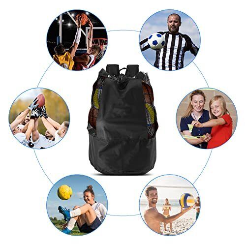 Extra Ball Bag ,Large mesh equipment bag black , Soccer Ball Bag with - Picture 8 of 8