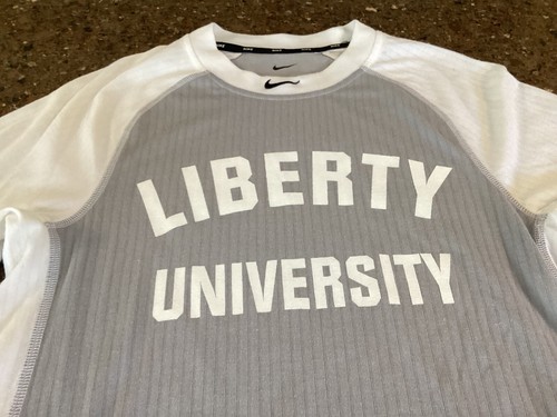 Liberty University Nike DriFit Shirt Women’s size Small long sleeve Gray/ White - Picture 4 of 12