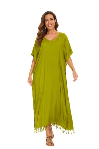 Beautybatik Women Caftan Solid Loungewear Maxi Plus Size Long Dress XL to 4X - Picture 52 of 104