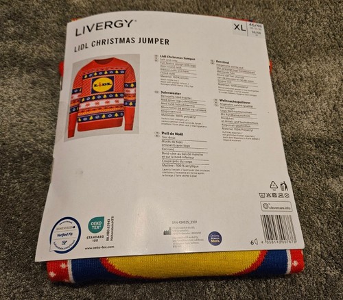 Men’s Lidl Christmas Jumper 2023 RED Xmas UK Size XL  - Picture 3 of 3