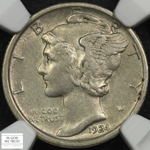 1924 D Mercury Silver Dime 10C NGC XF Details - Cleaned