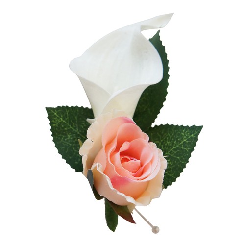 *Pick Rose Color* Real Touch Calla lily Silk Rose boutonniere-pin included - Picture 9 of 24
