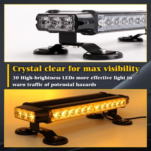 14.5"Amber LED Emergency Warning Traffic Advisor Rooftop Strobe Beacon Light Bar - Picture 4 of 12