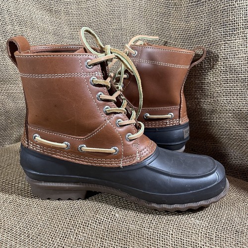 Sperry Decoy Duck Boots Mens 7 Genuine Leather STS13457 Waterproof Teal & Brown - Picture 5 of 9