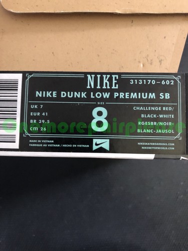 Nike SB Dunk Low Pro Challenge Red Black White Firecracker 313170-602 - Picture 7 of 7