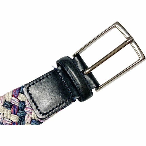 PAOLO VITALE Mens Italian Woven Leather Belt SIZE 40-42 (105 cm) Solid Brass NEW - Picture 3 of 10