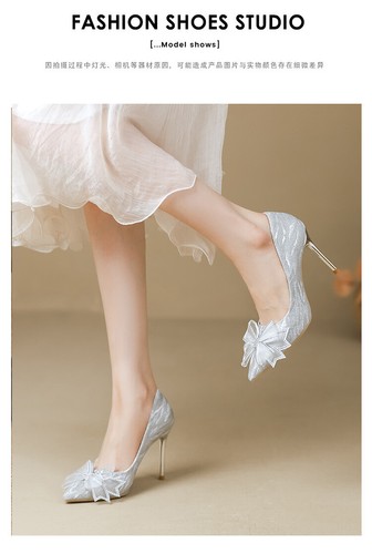 French Rhinestone Women Bling Bling Pointed Toe Bowknot Pumps High Stiletto Heel - Picture 19 of 32