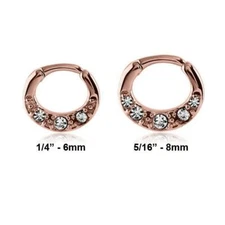 Rose Gold PVD Coated 316L Surgical Steel Septum Clicker Helix Nose Ring 14G 16G